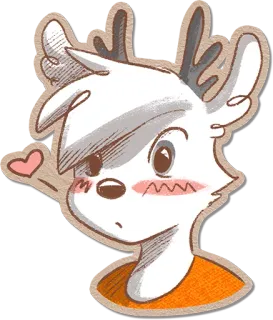 😊 милый, олень, животное, мультфильм, кавай, стикер, рога telegram sticker