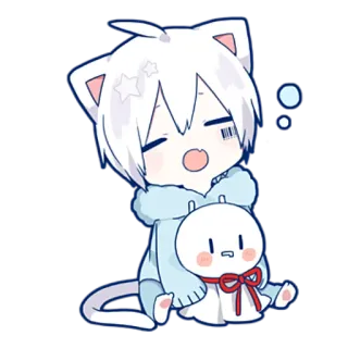 😴 anime, cat, cute, kawaii, chibi, doll, sleepy telegram sticker
