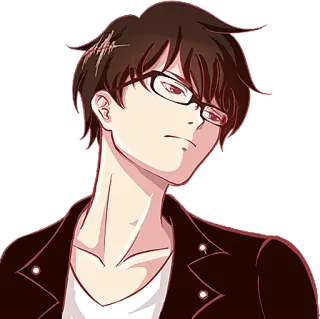 😑 animé, lunettes, veste, homme telegram sticker