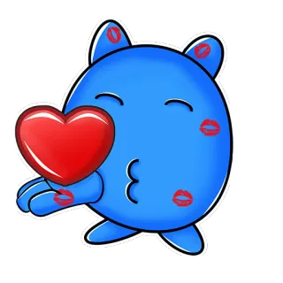 😘 Herz, Kuss, Blau, Süß, Cartoon, Liebe, Zuneigung, Sticker telegram sticker