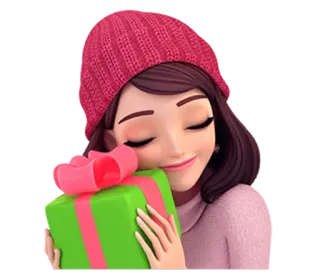 ☺️ chica, regalo, invierno, dibujos animados, regalo, lindo, mujer telegram sticker