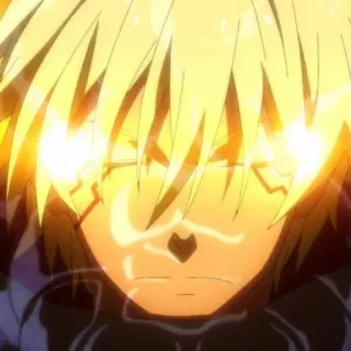 🤩 Anime, Manga, Personnage, Cheveux blonds, Yeux brillants telegram sticker