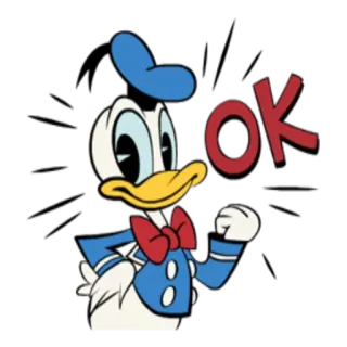 👌 Donald Duck OK 도날드 덕, ok, 만화, 디즈니, 캐릭터 telegram sticker