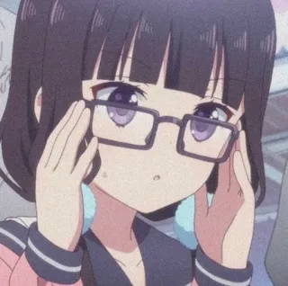 🍇 anime, glasses, girl, cartoon, character, cute telegram sticker