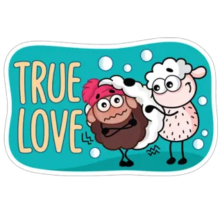 😊 TRUE LOVE sheep, love, cute, sticker, romance, cartoon whatsapp sticker