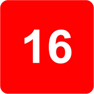 🟥 16 number, red, square, age telegram sticker