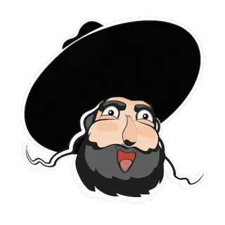 😲 dessin animé, barbu, chapeau, homme telegram sticker