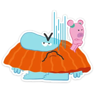 😒 cartoon, angry, frustrated, blue, orange, upset telegram sticker