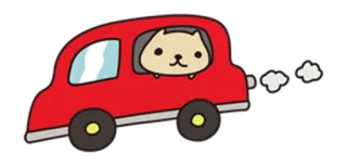 🚗 gato, carro, fofo, desenho animado, animal, veículo telegram sticker