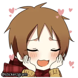😻 @stickerzgram Аниме, Мультфильм, Милый, Сердечки, Любовь telegram sticker