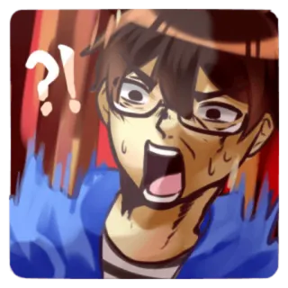 😀 shocked, anime, cartoon, surprise, question, exclamation telegram sticker