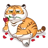 🌹 tiger, traurig, rose, einsam, tier, cartoon telegram sticker