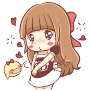 😍 귀여운, 만화, 소녀, 사랑, 치비, 카와이, 하트 telegram sticker