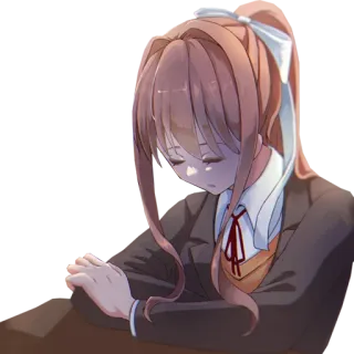 😴 Monika Doki Doki Literature Club! anime, monika, doki doki literature club, schoolgirl, cute, sad, emotional, video game telegram sticker