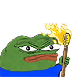 🔥 Pepe the Frog 佩佩, 青蛙, 火炬, 生气, 表情包 telegram sticker