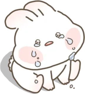 💬 piangere, triste, coniglio, cartone animato, carino, lacrime telegram sticker