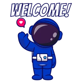 👋 WELCOME! chào mừng, phi hành gia, vũ trụ, lời chào telegram sticker