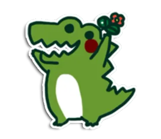 🐊 alligator, dessin animé, animal, mignon, fleur, crocodile telegram sticker