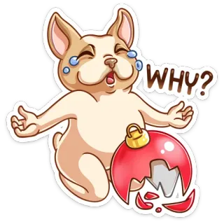 😢 WHY? cachorro, chorando, triste, enfeite quebrado, desenho animado telegram sticker