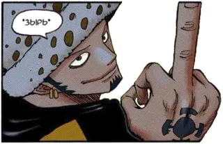 🖕 Trafalgar Law One Piece ЗЫРЬ Trafalgar Law, One Piece, Anime, Stinkefinger, Beleidigende Geste telegram sticker