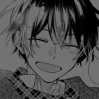 🎧 Anime, Manga, Sorriso, Felice, Arte, Illustrazione, Ragazzo telegram sticker