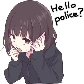 📞 Hello police? Anime, Gadis, Polisi, Telepon, Panggilan telegram sticker