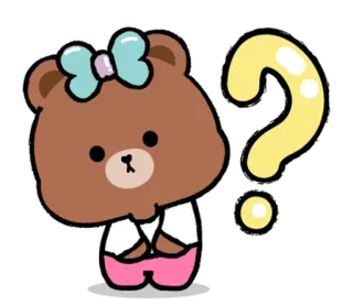 ⭐ 곰, 만화, 물음표, 혼란스러움, 귀여운, 동물 telegram sticker