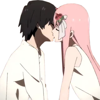 💋 anime, kiss, love, couple, romance telegram sticker