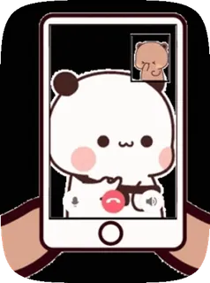 😘 urso, videochamada, telefone, desenho animado, fofo, animal, arte digital telegram sticker