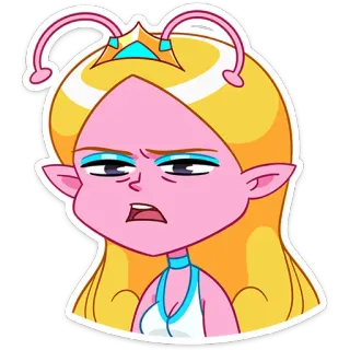 🤨 Alien, Dibujos animados, Princesa, Enojado, Rosa telegram sticker