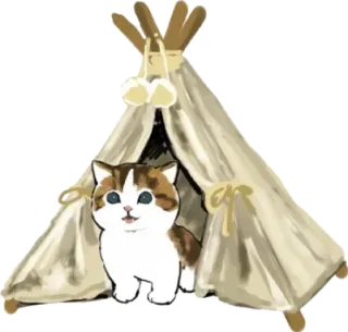 ⛺️ kucing, hewan, tenda, imut, hewan peliharaan, domestik telegram sticker