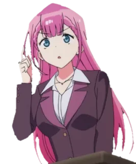 😌 cô gái anime, tóc hồng, nhân vật, nữ, hoạt hình telegram sticker