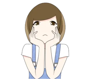 🙄 Dessin animé, Fille, Mignon, Triste, Animé telegram sticker