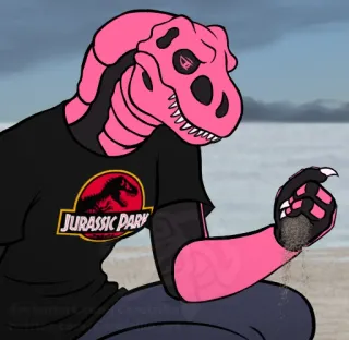 😔 Jurassic Park dinosaurio, T-Rex, fósil, película, Jurassic Park, antro telegram sticker