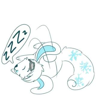 🐇 zzz sleeping, animal, winter, headphones, cartoon, snowflakes, relaxed telegram sticker