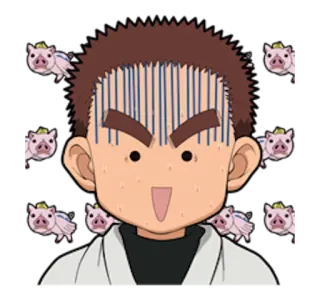 😰 anime, character, scared, pig telegram sticker