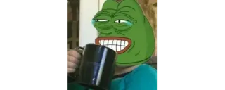 😂 Pepe the Frog Pepe, Meme, Internetmeme, Kikker, Drinken, Koffie whatsapp sticker