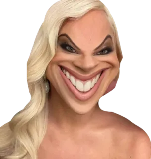 😁 caricature, drôle, portrait, femme, blonde, distorsion visage telegram sticker