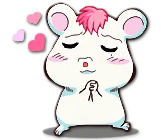 😘 hámster, dibujos animados, lindo, corazones, anime, kawaii whatsapp sticker