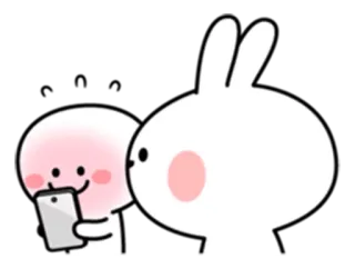 😒 Cartoon, Hase, Smartphone, Weiß, Niedlich, Tier whatsapp sticker