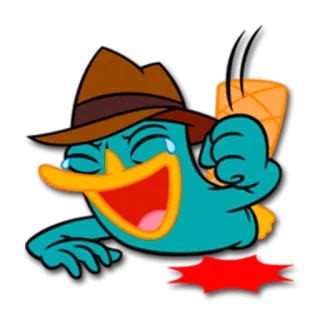 😂 Perry the Platypus Phineas and Ferb cartone animato, ornitorinco, agente, cappello, piangere, ridere telegram sticker