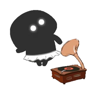 💃 Cartoon, Figur, Phonograph, Musik, Geist, Kleid, Süß telegram sticker