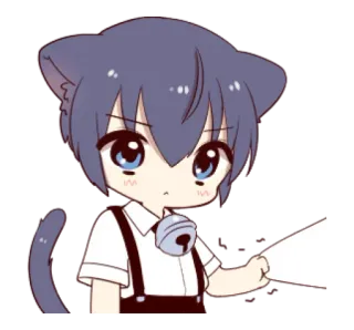 🐱 Аниме, Кошачьи ушки, Чиби, Милый, Мультфильм, Манга whatsapp sticker