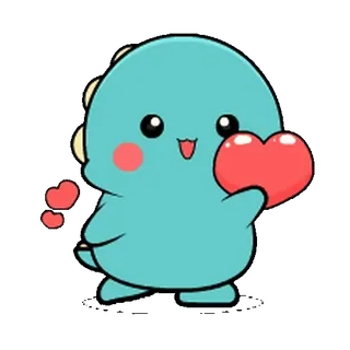 🦕 공룡, 귀여운, 만화, 하트, 사랑, 스티커 whatsapp sticker