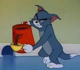 ☕️ Tom Cat Tom and Jerry мультфильм, кот, кофе, уставший, анимированный whatsapp sticker
