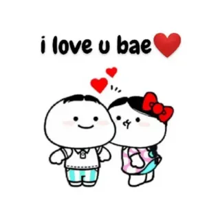 ❤ i love u bae tình yêu, dễ thương, cặp đôi, mối quan hệ, hoạt hình, valentine, lãng mạn telegram sticker