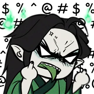 🤬 นิ้วกลาง, ก้าวร้าว, ท่าทาง, อนิเมะ whatsapp sticker