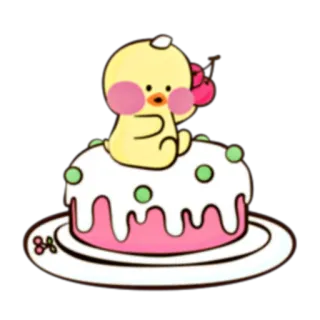 🐥 duck, cake, dessert, cute, cartoon, sweet, kawaii telegram sticker