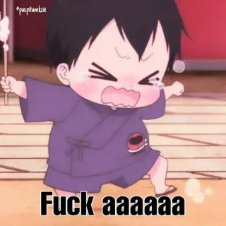 🤬 Fuck aaaaaaa Anime, Płacz, Wulgaryzmy, Zły, Emocjonalny telegram sticker