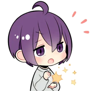 😳 动漫, Q版, 可爱, 闪亮, 紫色头发 telegram sticker